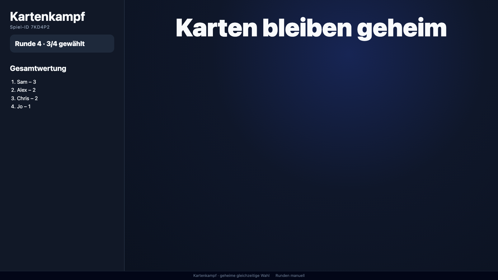 Infoscreen während der geheimen Wahl