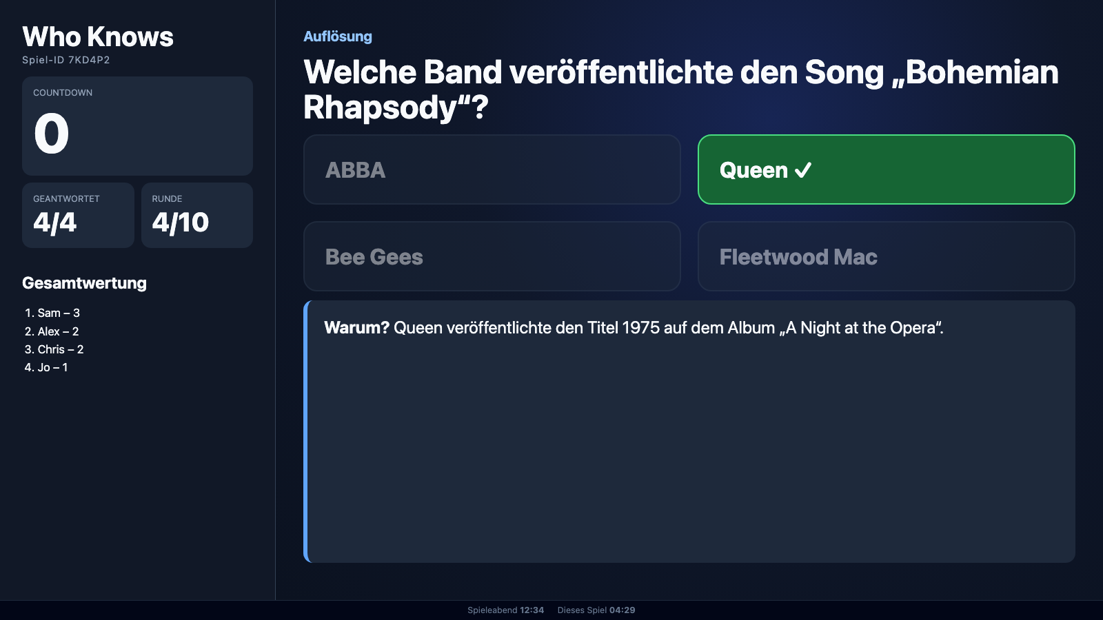 Who Knows – richtige Antwort und Erklärung